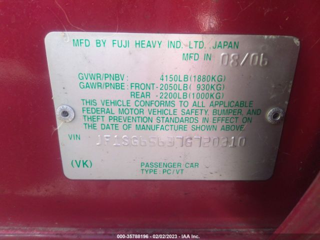 JF1SG65637G720310 Subaru Forester X W/premium Pkg