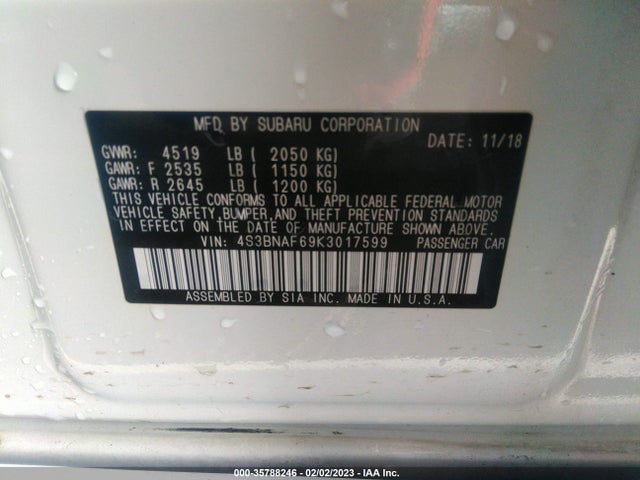 4S3BNAF69K3017599 Subaru Legacy Premium