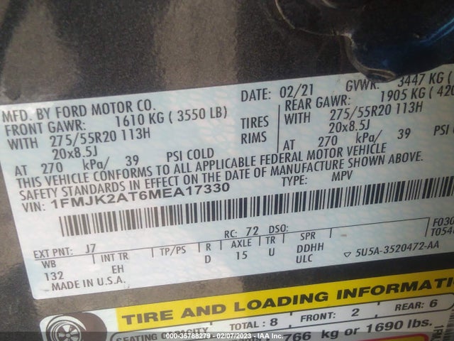 2021 Ford Expedition, VIN: 1FMJK2AT6MEA17330