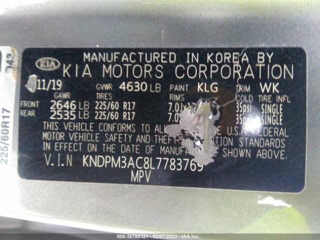 KNDPM3AC8L7783769 KIA Sportage Lx