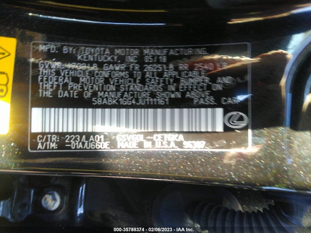 2018 Lexus ES, VIN: 58ABK1GG4JU111161