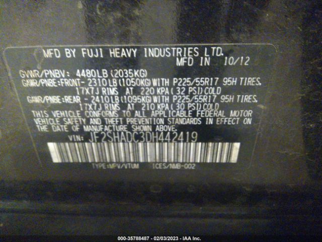 JF2SHADC3DH442419 Subaru Forester 2.5x Premium