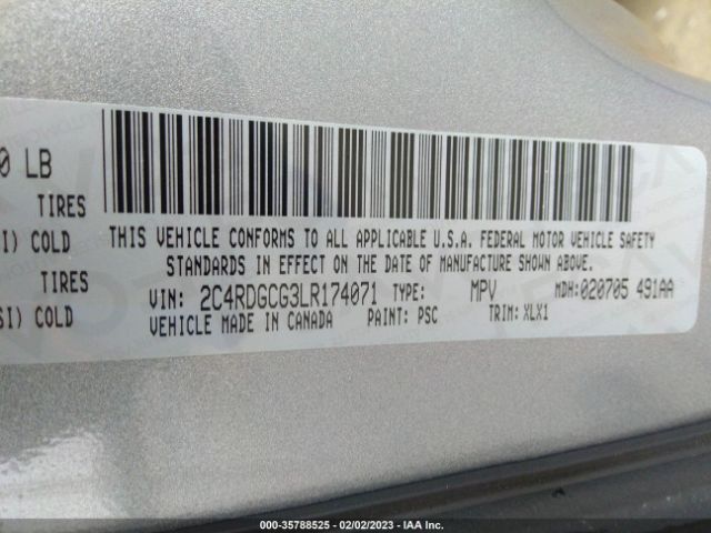 2C4RDGCG3LR174071 Dodge Grand Caravan Sxt