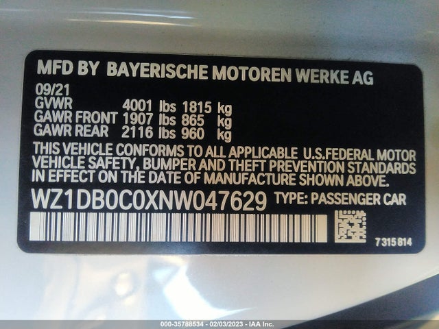 2022 Toyota Supra, VIN: WZ1DB0C0XNW047629