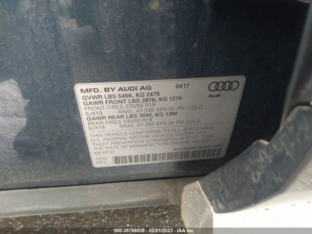 WA1ANAFYXJ2013850 Audi Q5 Premium/tech Premium