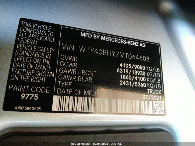 W1Y40BHY7MT064608 Mercedes-Benz SPRINTER CARGO VAN