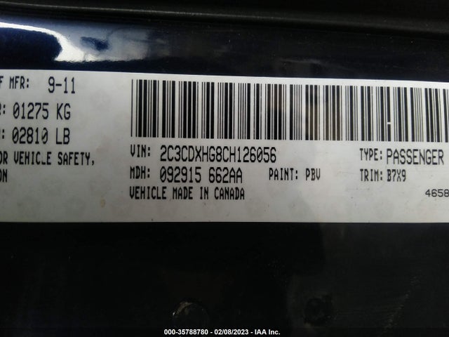 Dodge Charger Sxt 2012 2C3CDXHG8CH126056 Image 9