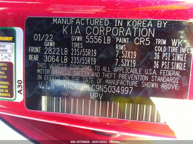 2022 Kia EV6, VIN: KNDC3DLC9N5034997