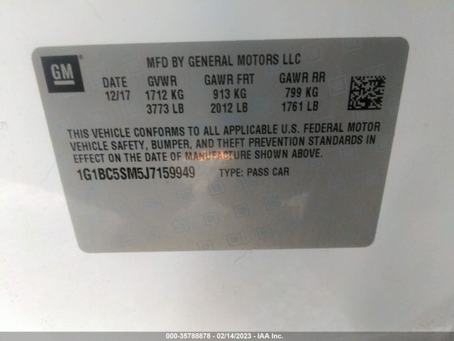 Chevrolet CRUZE LS 2018 1G1BC5SM5J7159949 Image 9