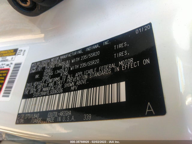 Toyota Highlander Limited 2020 5TDYZRAH1LS006506 Image 9