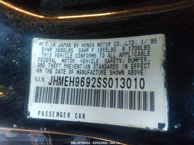 1995 HONDA CIVIC EX VIN: JHMEH9692SS013010