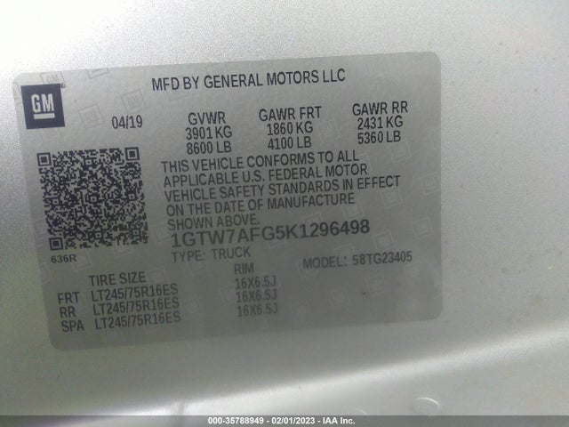 GMC SAVANA CARGO VAN 2019 1GTW7AFG5K1296498 Image 10