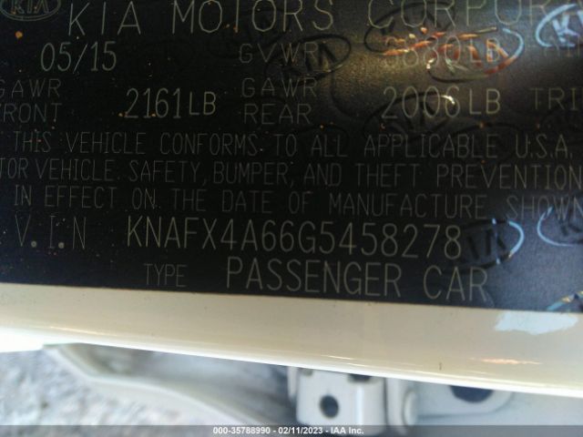 KNAFX4A66G5458278 KIA FORTE LX