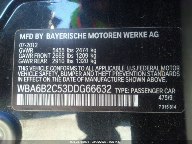 WBA6B2C53DDG66632 BMW 6 Series 650i