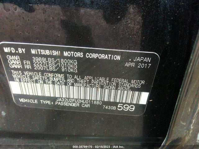 JA32U2FU2HU011880 Mitsubishi Lancer Es/le