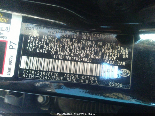 Toyota CAMRY SE 2015 4T1BF1FK1FU978820 Image 9