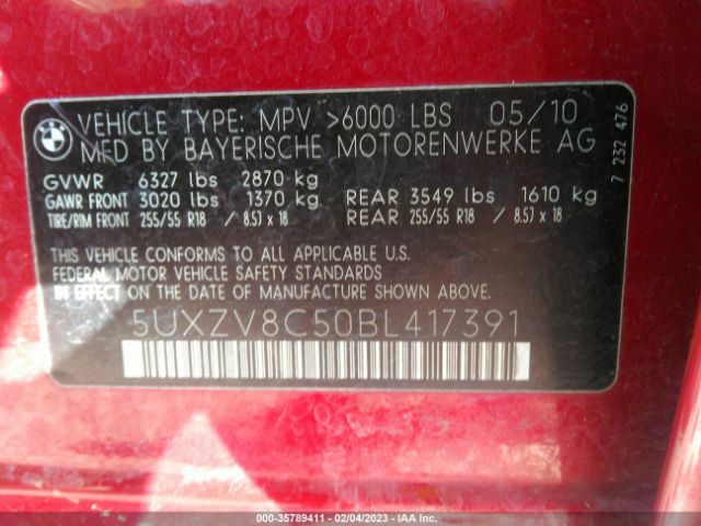 5UXZV8C50BL417391 BMW X5 50i