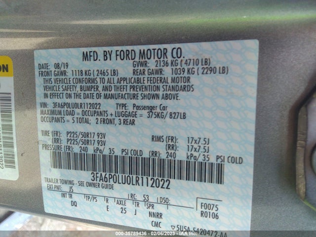 2020 Ford Fusion, VIN: 3FA6P0LU0LR112022