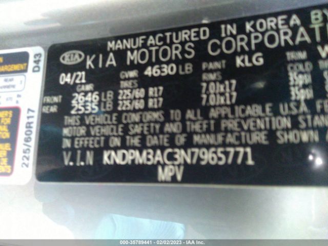 KNDPM3AC3N7965771 KIA Sportage Lx