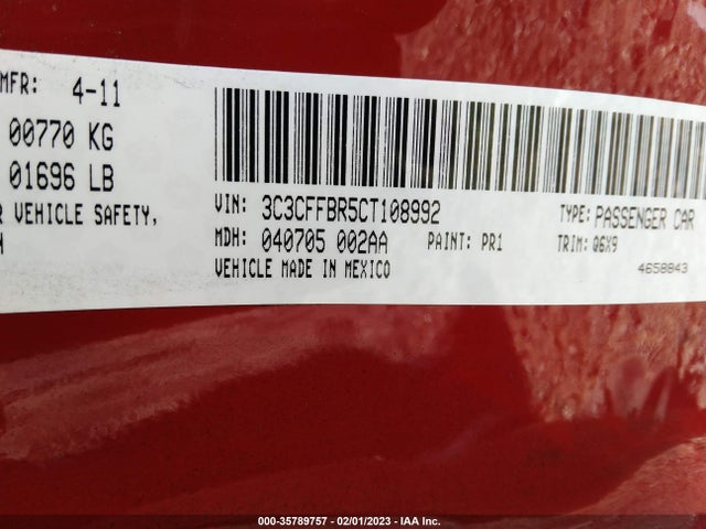 3C3CFFBR5CT108992 Fiat 500