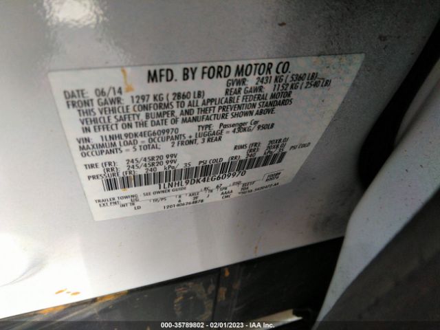 1LNHL9DK4EG609970 Lincoln MKS