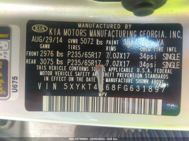 5XYKT4A68FG631897 KIA SORENTO LX