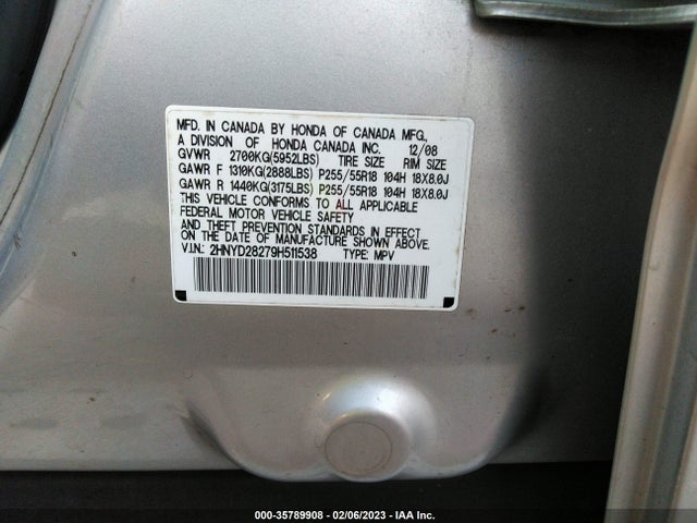 Acura MDX 2009 2HNYD28279H511538 Image 9