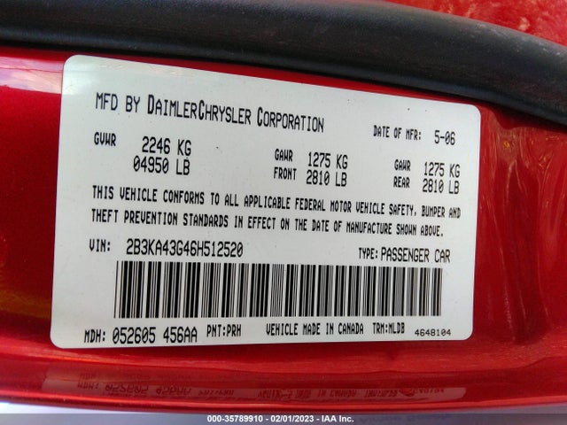 Dodge CHARGER 2006 2B3KA43G46H512520 Image 11