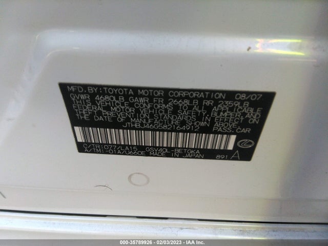 Lexus ES 350 2008 JTHBJ46G582164912 Image 10