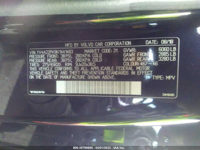 2019 Volvo XC90, VIN: YV4A22PK8K1441483
