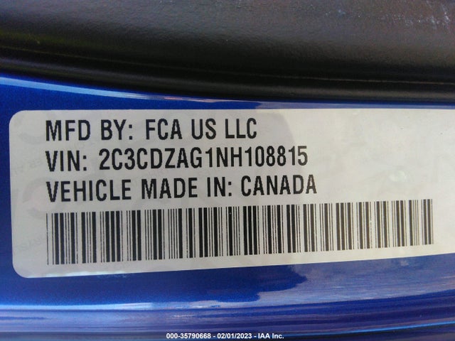 2022 Dodge Challenger, VIN: 2C3CDZAG1NH108815
