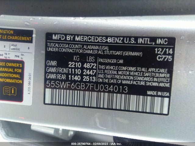 2015 MERCEDES-BENZ C-CLASS C 400 VIN: 55SWF6GB7FU034013