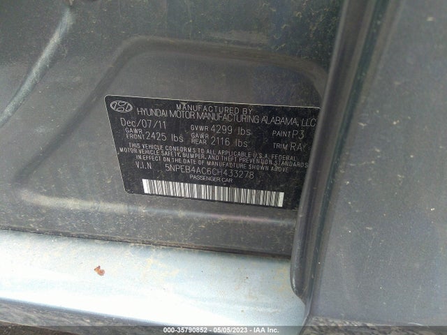 Продажа на аукционе авто 2012 Hyundai Sonata Gls Pzev, vin: 5NPEB4AC6CH433278, номер лота: 35790852