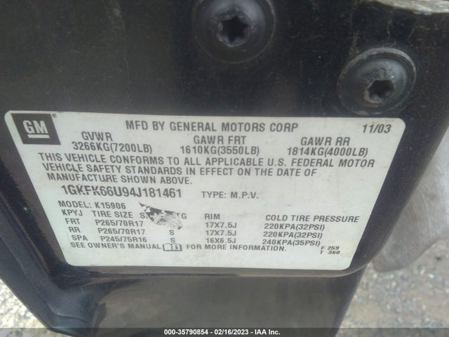 GMC YUKON XL 2004 1GKFK66U94J181461 Image 9