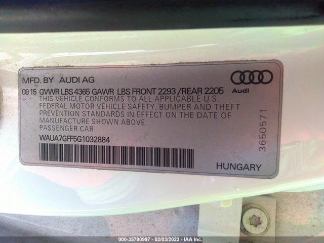 WAUA7GFF5G1032884 Audi A3 1.8t Premium