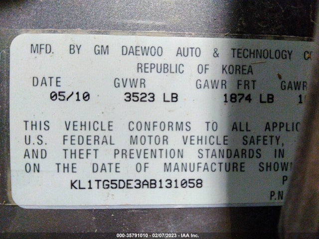 Chevrolet Aveo Lt W/2lt 2010 KL1TG5DE3AB131058 Image 9