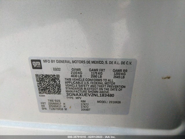 Chevrolet EQUINOX LT 2022 3GNAXUEV2NL183480 Image 9