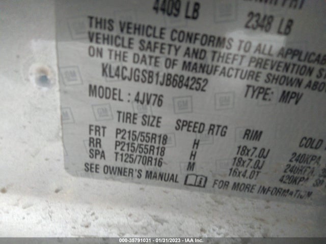 2018 Buick Encore, VIN: KL4CJGSB1JB684252