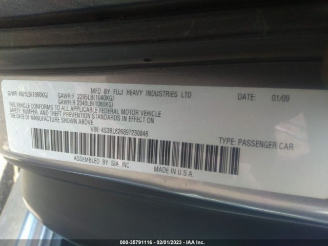 4S3BL626897230846 Subaru Legacy Ltd