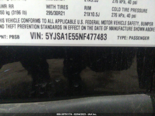 2022 Tesla Model S, VIN: 5YJSA1E55NF477483