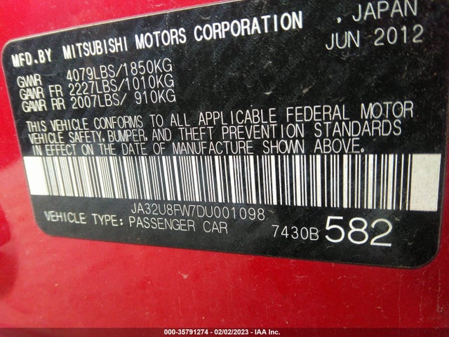 JA32U8FW7DU001098 Mitsubishi LANCER GT