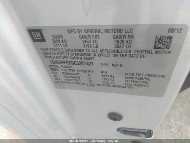 1GKKRPED9CJ387427 GMC ACADIA SLE