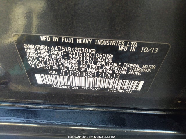 Subaru IMPREZA WAGON WRX 2014 JF1GR8H68EL219019 Image 10