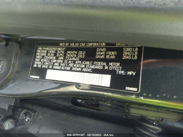 2013 VOLVO XC60 T6 VIN: YV4902DZ9D2386517