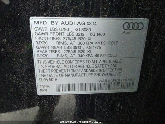 WA1LGAFE3ED017869 Audi Q7 3.0t Premium Plus