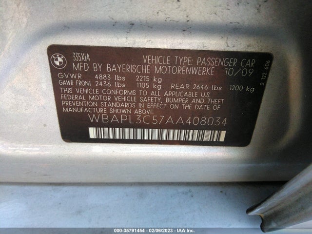 BMW 3 Series 335i Xdrive 2010 WBAPL3C57AA408034 Image 10