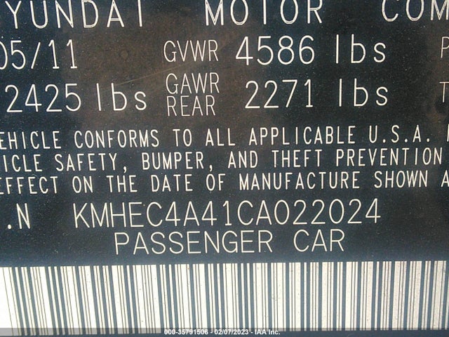 2012 HYUNDAI SONATA HYBRID VIN: KMHEC4A41CA022024