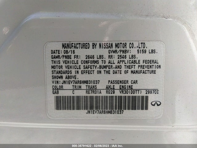 2017 Infiniti Q50, VIN: JN1EV7AR6HM831037