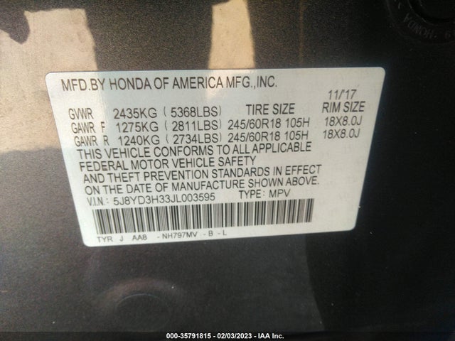 2018 Acura MDX, VIN: 5J8YD3H33JL003595