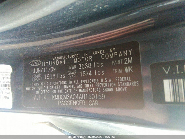 2010 HYUNDAI ACCENT GS VIN: KMHCM3AC4AU150159